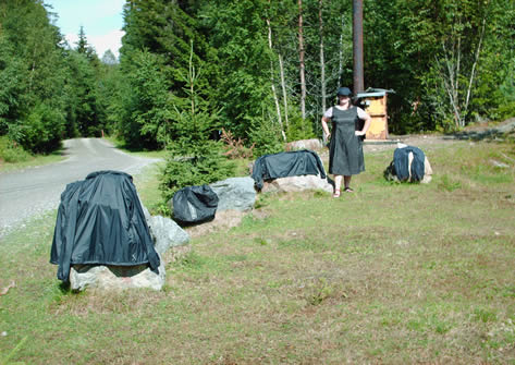 Drying clothes.